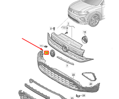 VAG VW Taigo Juodas/Šviesus Chromo Priekinis Emblema Originali 5H0853601MDPJ
