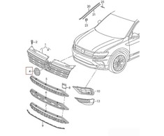 VAG VW TIGUAN priekinio bamperio radiatoriaus grotelės ženkliukas originalus 2K5853600