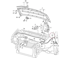 VAG VW TOURAN 11-16 Galinis variklio dangčio atleidimo trosas originalus 1T0823535F