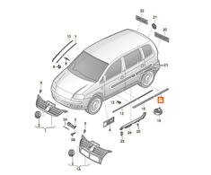 VAG VW Touran apsauginė juostelė dešinės pusės galinėms durims chromuota blizgi originali 1T0853754GGRU