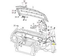 VAG VW TOURAN Mk1 variklio dangčio atlaisvinimo rankenos laikiklis originalus 1T2823633B