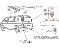 Vw Transporter 1991 2004 Chromuota Emblema Vag Originalus 701853601FDRR