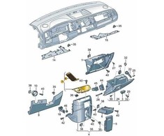 VAG VW TRANSPORTER T6 prietaisų skydelio centrinis skydelis su daiktadėže originalus 7E6858189Q041