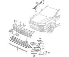 Vag Trim High Chrom Volkswagen Tiguan AD BT 2016 2024 Originalus 5NA853101C2ZZ