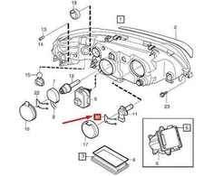 VOLVO S60 MK1 priekinių žibintų lemputės laikiklis originali spyruoklė 9178535