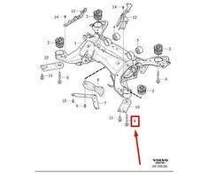 VOLVO S60 MK3 kairės pusės pakabos kryžminio elemento tvirtinimo varžtas originalus 30640914