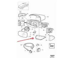 Volvo S60 V70 XC70 Kairysis Priekinis Veidrodžio Apdangalas Originalus 30745090