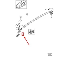 Volvo V50 priekinė kairė stogo bėgelio tarpinė Originali 8678703