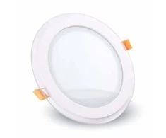 12W 3000K LED Panelė Apvali Stikliniu Rėmeliu Šilta Balta Šviesa