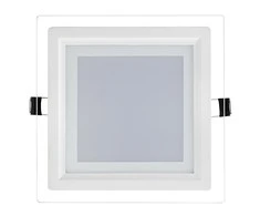 18W 3000K LED panelė kvadratinė stikliniu rėmeliu šilta balta šviesa