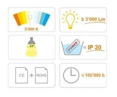 30W 3000K LED šviestuvas Juodas (šilta balta)