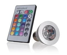 3W LED RGB E27 lemputė su pulteliu keičianti spalvas