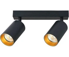 Kryptinis 2xGU10 šviestuvas juoda-aukso spalva