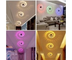 LED sieninis-lubinis šviestuvas 3D 3W RGB