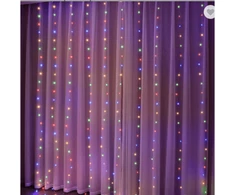 LED užuolaida USB 5V RGB 3x3m 300LED su valdikliu ir nuotolinio valdymo pulteliu