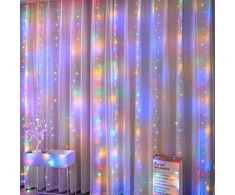 LED užuolaida USB 5V RGB 3x3m 300LED su valdikliu ir nuotolinio valdymo pulteliu