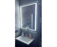 LED Veidrodis su anti-rasojimo funkcija, laikrodžiu ir termometru 80x100cm