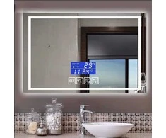 LED Veidrodis su Bluetooth garso kolonėlė, anti-rasojimo funkcija, su laikrodžiu ir termometru 100x60cm