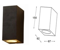 Sieninis šviestuvas juodas 2xGU10 ALU IP54