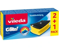 VILEDA Glitzi Plus valymo kempinė su abrazyvine danga, 2+1 vnt