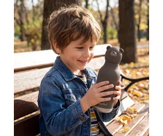 Asobu - Bestie Juodas Bear - 460 ml Insulated Bottle with Straw