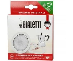 Bialetti - 3 sandarikliai + sietelis 12tz Aliuminio kavos aparatams