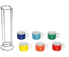 Bialetti Color - 4 espreso puodelių rinkinys su stovu - Daugiaspalvis