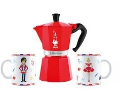 Bialetti - Spragtuko Moka Express 6tz + 2 puodelių rinkinys