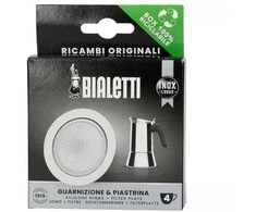 Gasket and filter plate for Bialetti stainless steel 4-cup moka pots