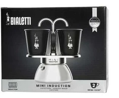 Bialetti Mini Express Induction 2TZ (100ml) + 2 Filiżanki juoda