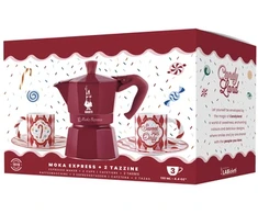 Bialetti Candyland Rinkinys: Moka Express 3TZ (150 ml) raudona + 2 filiżanki