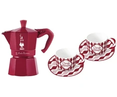 Bialetti Candyland Rinkinys: Moka Express 3TZ (150 ml) raudona + 2 filiżanki