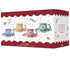 Bialetti Candyland komplektas 4 filiżanek ze spodkami 80ml