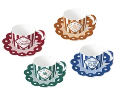 Bialetti Candyland komplektas 4 filiżanek ze spodkami 80ml