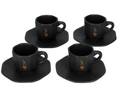 Kavos Puodelių Rinkinys - Bialetti Perfetto Moka Porcelianas 4x 75 ml Juodi