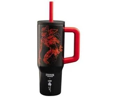 Bialetti - kelioninis puodelis su šiaudeliu ir rankena „Stranger Things“ 900 ml - šviečia tamsoje