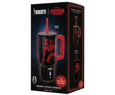 Bialetti - kelioninis puodelis su šiaudeliu ir rankena „Stranger Things“ 900 ml - šviečia tamsoje