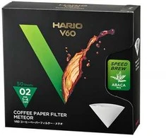 Hario Meteor V60-02 popieriniai filtrai, 50 vnt.