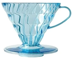 Hario - Plastic Drip V60-02 Project Waterfall Transparent Mėlyna