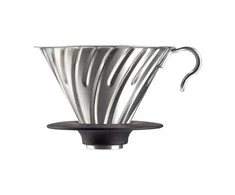 Hario V60-02 Plieninis lašintuvas su silikoniniu pagrindu