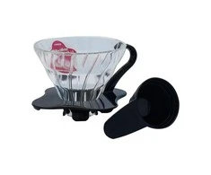 Hario V60 Glass Drip 01 - Juodas, with scoop