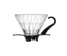 Hario V60 Glass Drip 01 - Juodas, with scoop
