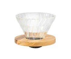 Hario V60 stiklo lašintuvas 02 – alyvuogių mediena