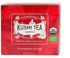 Ekologiška vaisių ir žolelių arbata „Kusmi Tea AquaRosa“ – 20 muslininių arbatos pakelių