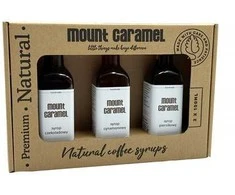 „Mount Caramel“ sirupų rinkinys 3 × 100 ml – šokolado · cinamono · imbiero skonio