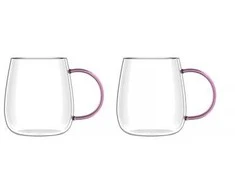 Vialli Design - 2 puodelių rinkinys Bolla su rožine rankena 400ml