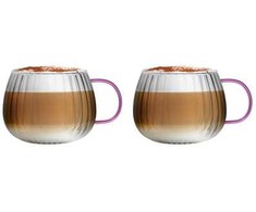 Tulip Vialli Design - Tulpių rinkinys iš 2 puodelių su rožine rankena 350ml