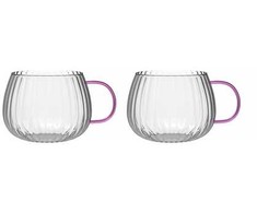 Tulip Vialli Design - Tulpių rinkinys iš 2 puodelių su rožine rankena 350ml