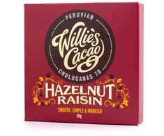 Willie's Cacao – juodasis šokoladas su lazdyno riešutais ir razinomis 50g