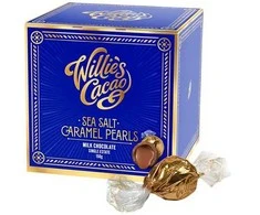 Willie's Cacao - jūros druskos ir karamelės pieninio šokolado perlai, 150 g